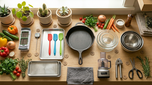 Top ten kitchen gadgets laid out ranked on kitchen counter for 2026 testing