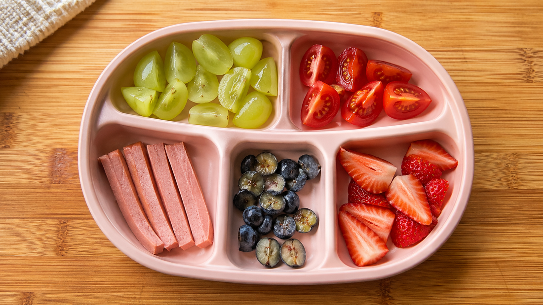 Safe-cut guide for choking hazard foods toddlers grapes tomatoes hot dogs