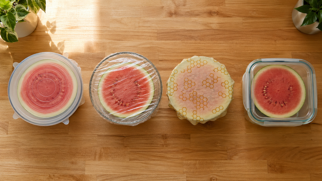 Silicone stretch lids plastic wrap beeswax containers food storage comparison test