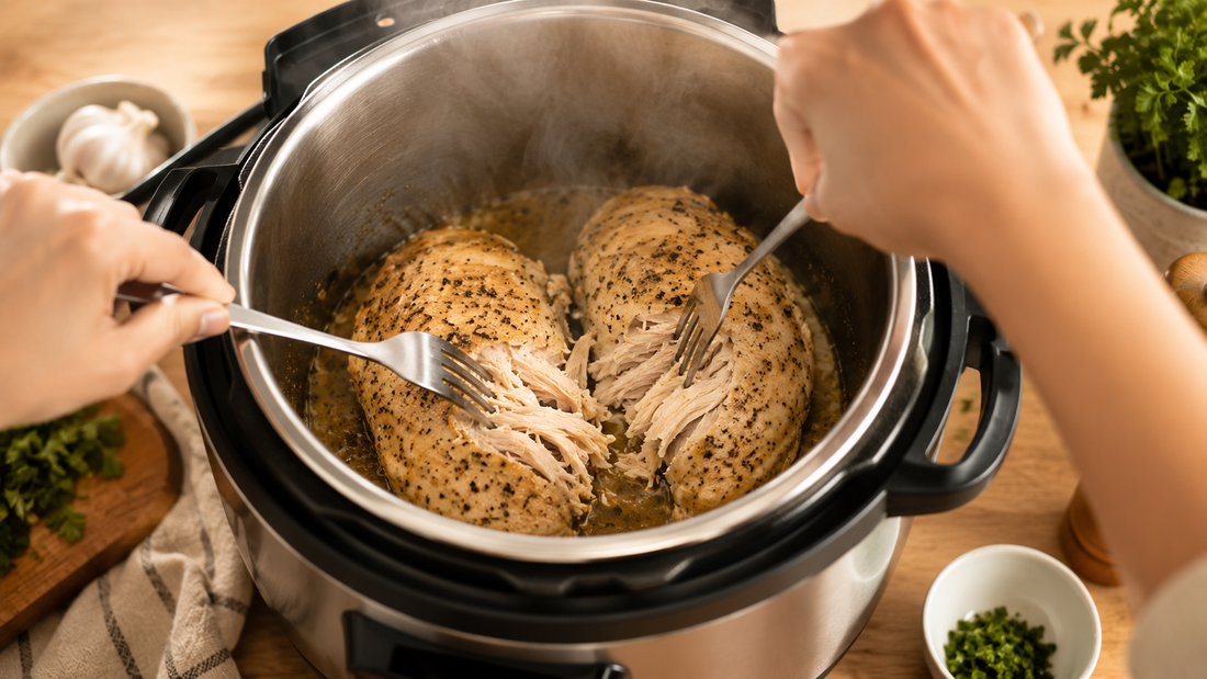 cooked chicken breast in instant pot resisting fork shredding