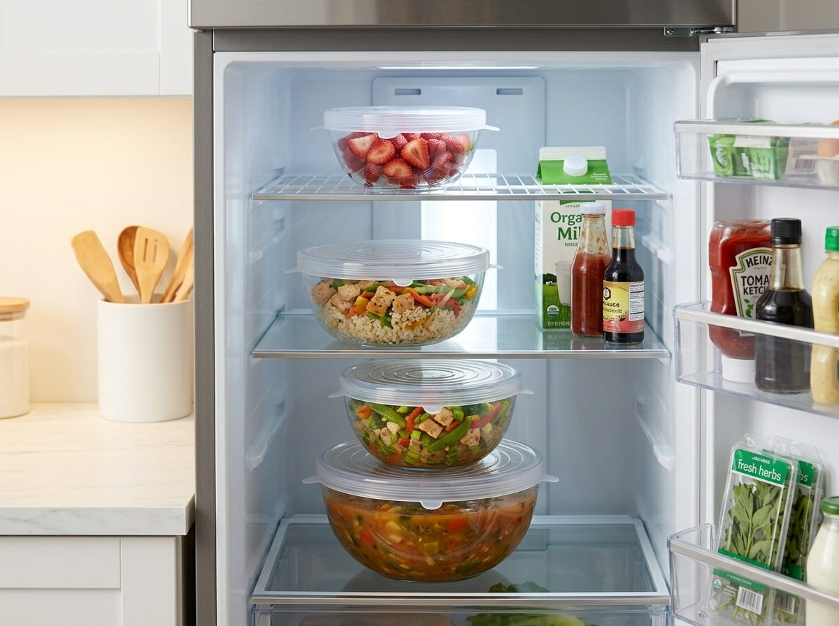 Silicone Stretch Lids Set (6-Pack) — Reusable Covers for Bowls, Cups & Containers