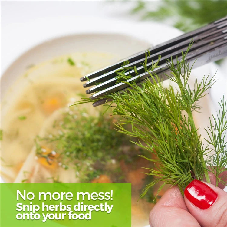 5-Blade Herb Scissors Set — Stainless Steel with Safety Cover