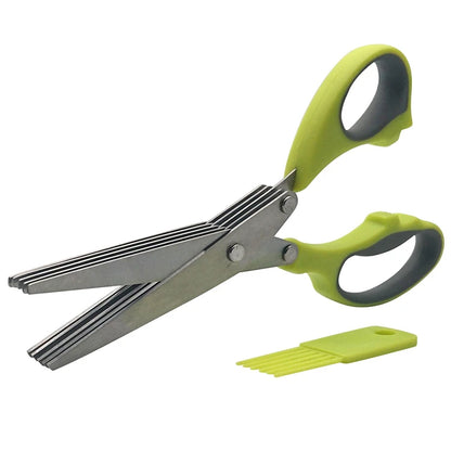 5-Blade Herb Scissors Set — Stainless Steel with Safety Cover