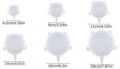Silicone Stretch Lids Set (6-Pack) — Reusable Covers for Bowls, Cups & Containers