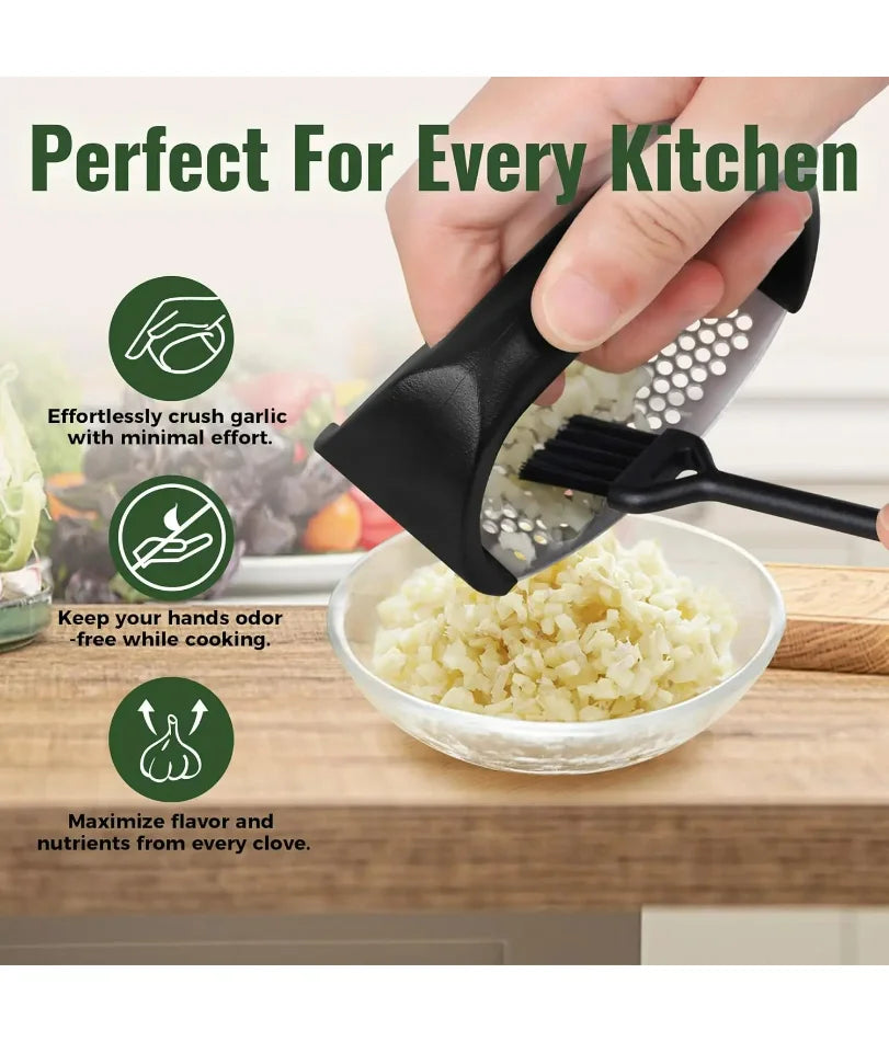 Garlic Press Rocker Set — Crush & Mince with No Peeling