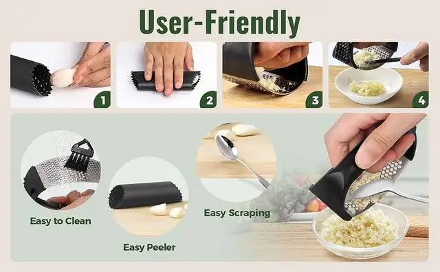 Garlic Press Rocker Set — Crush & Mince with No Peeling