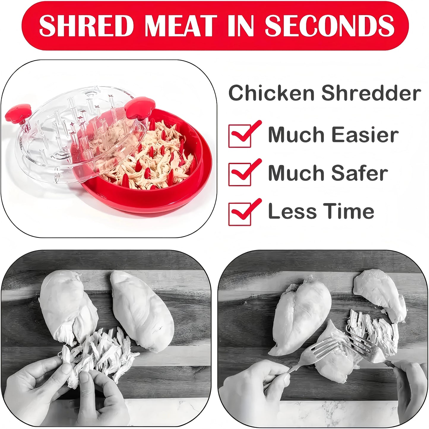 Chicken Shredder Tool — Twist & Shred Meat in Seconds