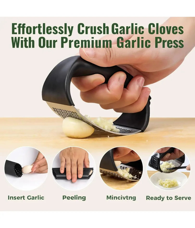 Garlic Press Rocker Set — Crush & Mince with No Peeling