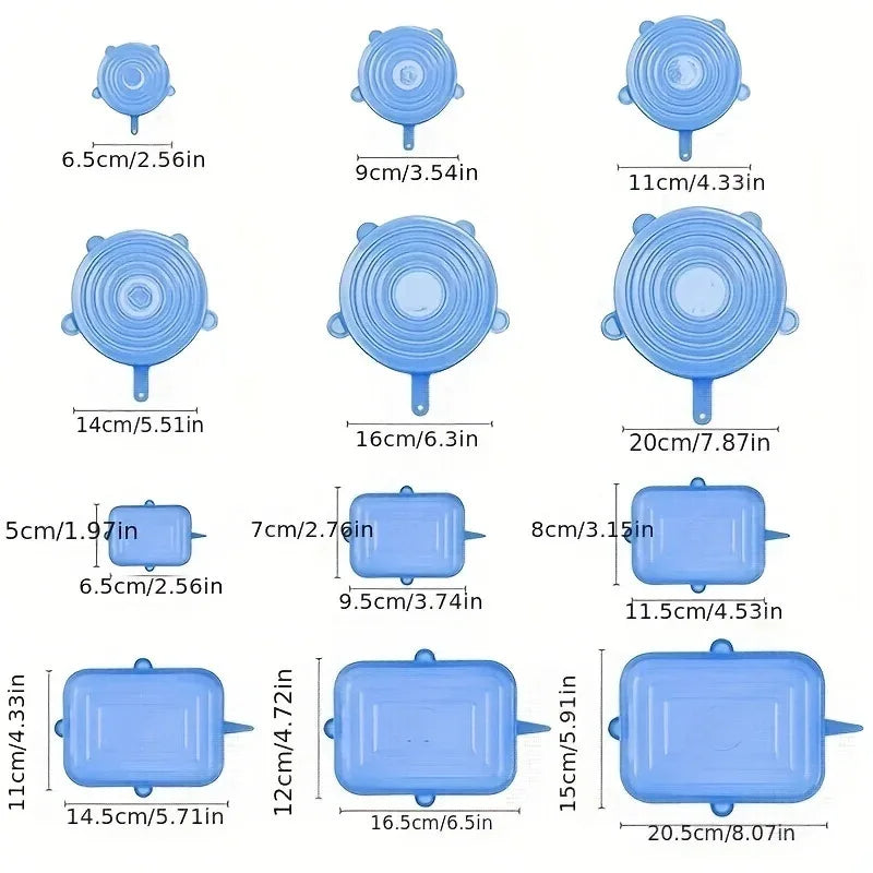 Silicone Stretch Lids Set (6-Pack) — Reusable Covers for Bowls, Cups & Containers