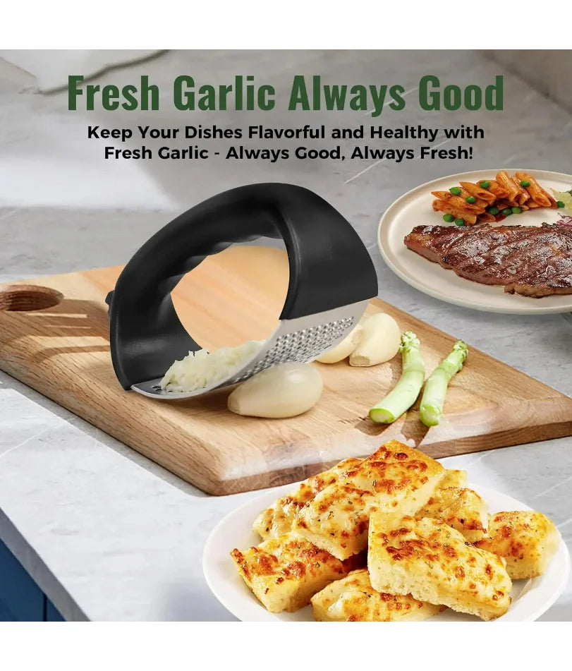 Garlic Press Rocker Set — Crush & Mince with No Peeling
