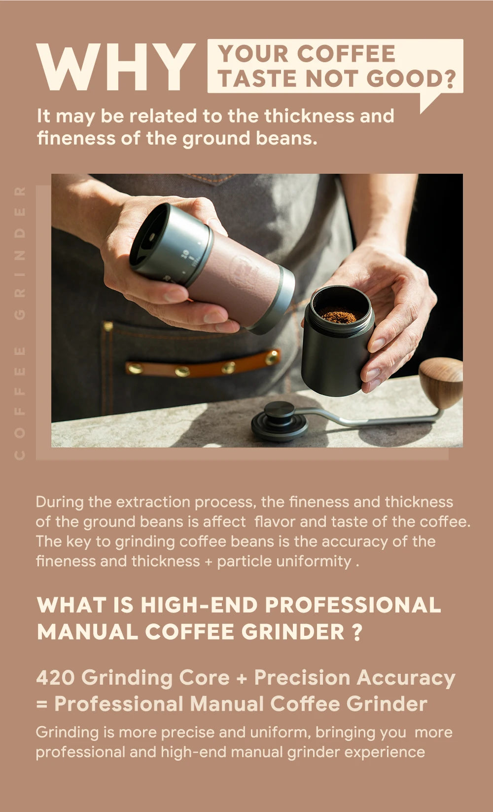 HexGrind Pro - Premium Manual Coffee Grinder | Barista-Level Precision