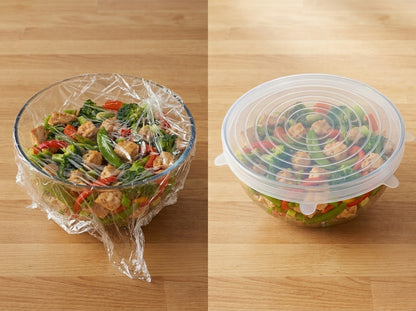 Silicone Stretch Lids Set (6-Pack) — Reusable Covers for Bowls, Cups & Containers