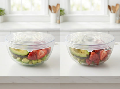 Silicone Stretch Lids Set (6-Pack) — Reusable Covers for Bowls, Cups & Containers