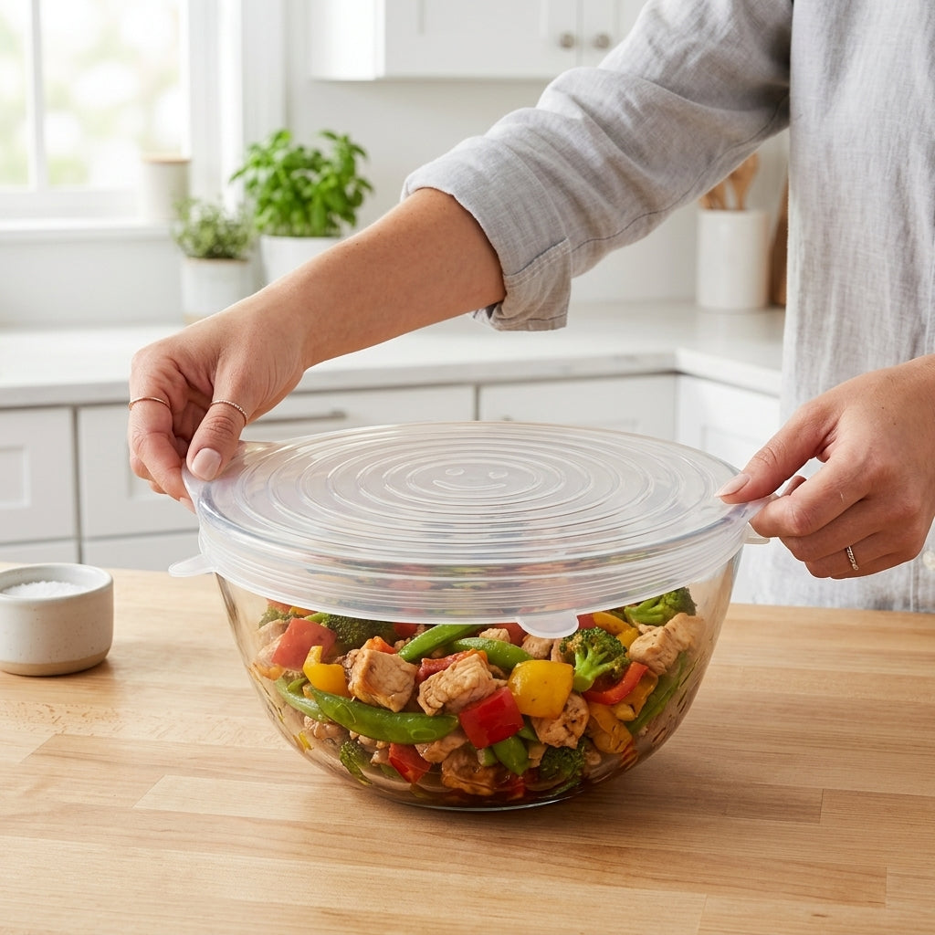 Silicone Stretch Lids Set (6-Pack) — Reusable Covers for Bowls, Cups & Containers