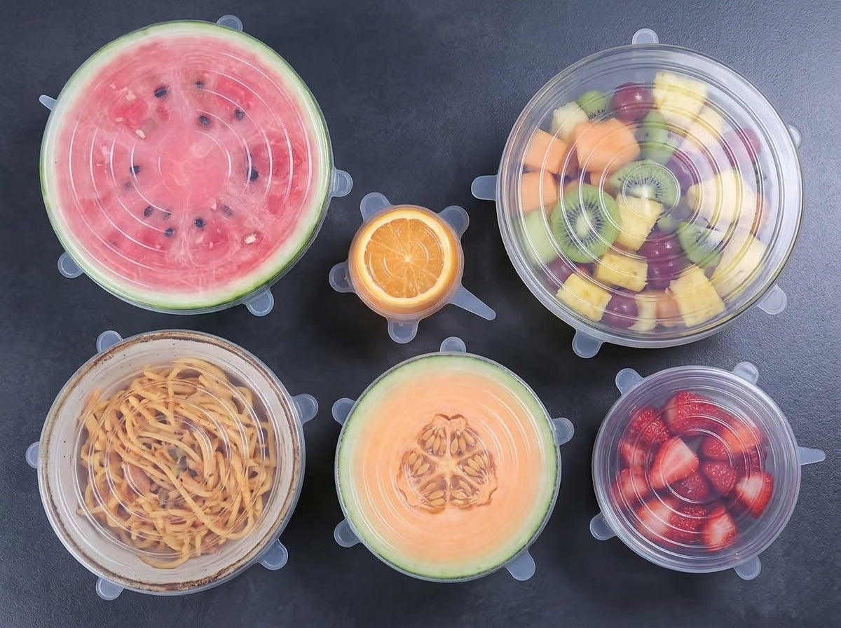 Silicone Stretch Lids Set (6-Pack) — Reusable Covers for Bowls, Cups & Containers
