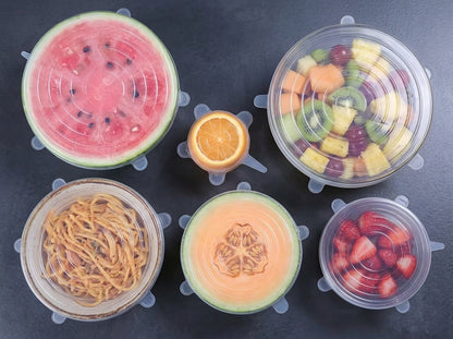 Silicone Stretch Lids Set (6-Pack) — Reusable Covers for Bowls, Cups & Containers